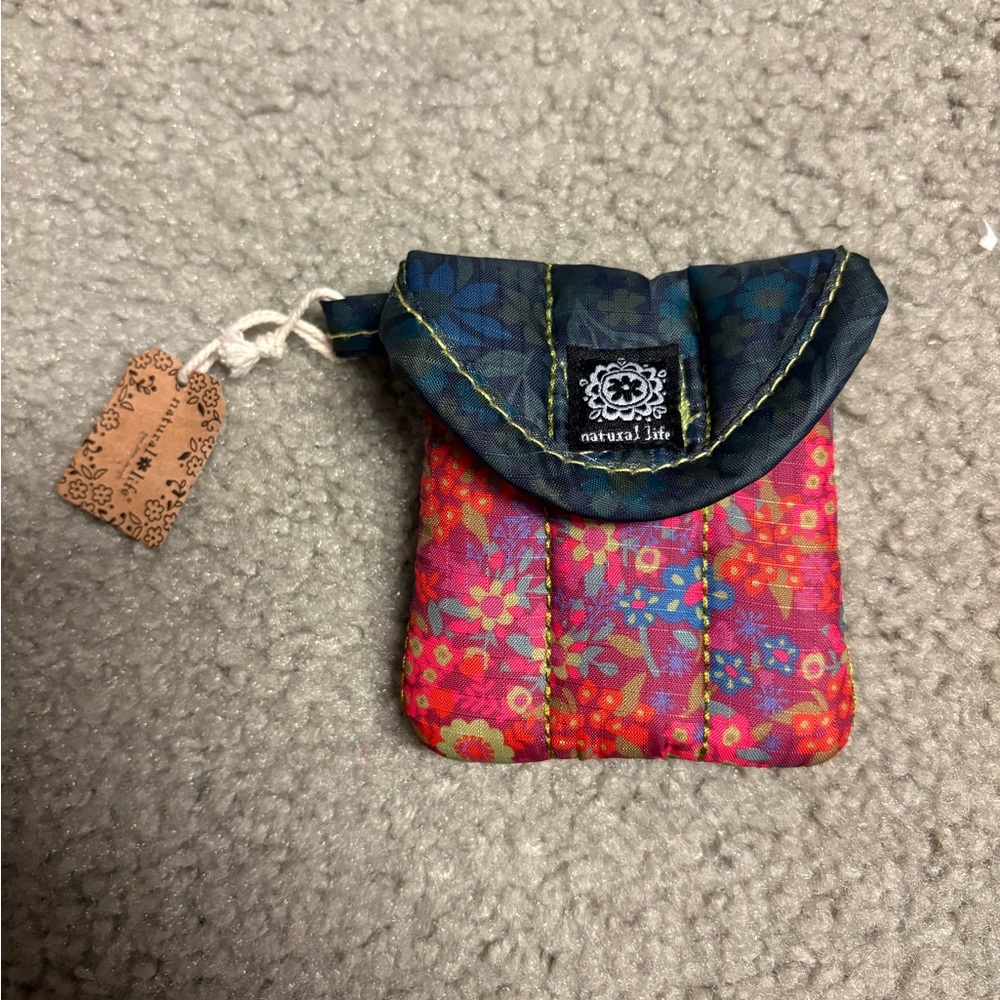 NWT Natural Life Small Pouch with Green and Other various floral colors
